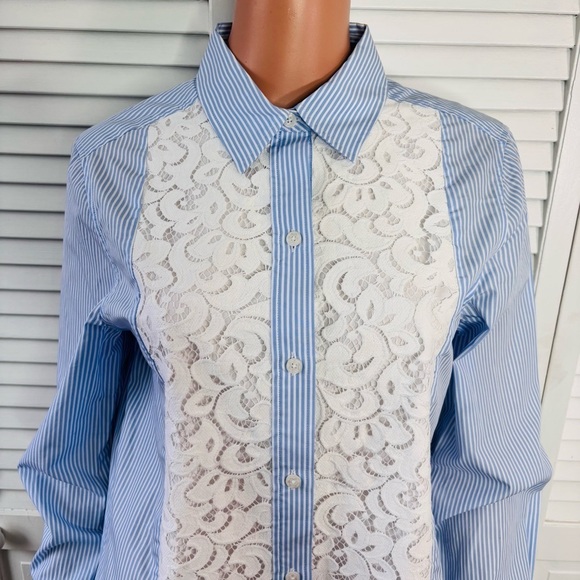 DRAPER JAMES Lucy Embellished Lace Button Down Shirt Size 8 - Picture 3 of 9